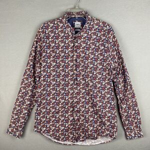 Zara Shirt Mens Large Button Up Floral Slim Fit Flower Long Sleeve